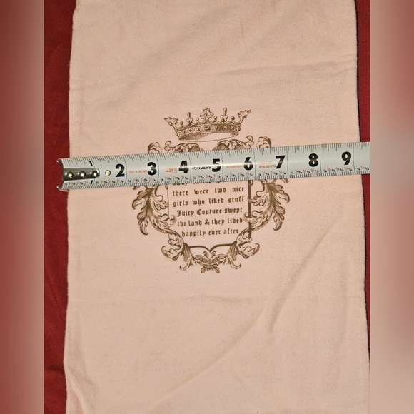 JUICY COUTURE Large Light Pink Dust Bag Cover Pouch Heart Charm Drawstring Logo - Picture 11 of 12